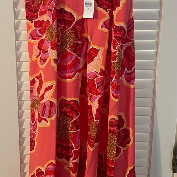 LOFT Fresh Guava Floral Linen-Blend Strappy Maxi Dress - Picture 2 of 4